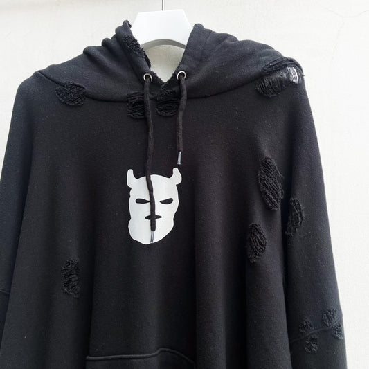 MELTED DAMAGE HOODIE / REFLECTED CHARACTER / BLACK / リフレクタープリントダメージフーディー