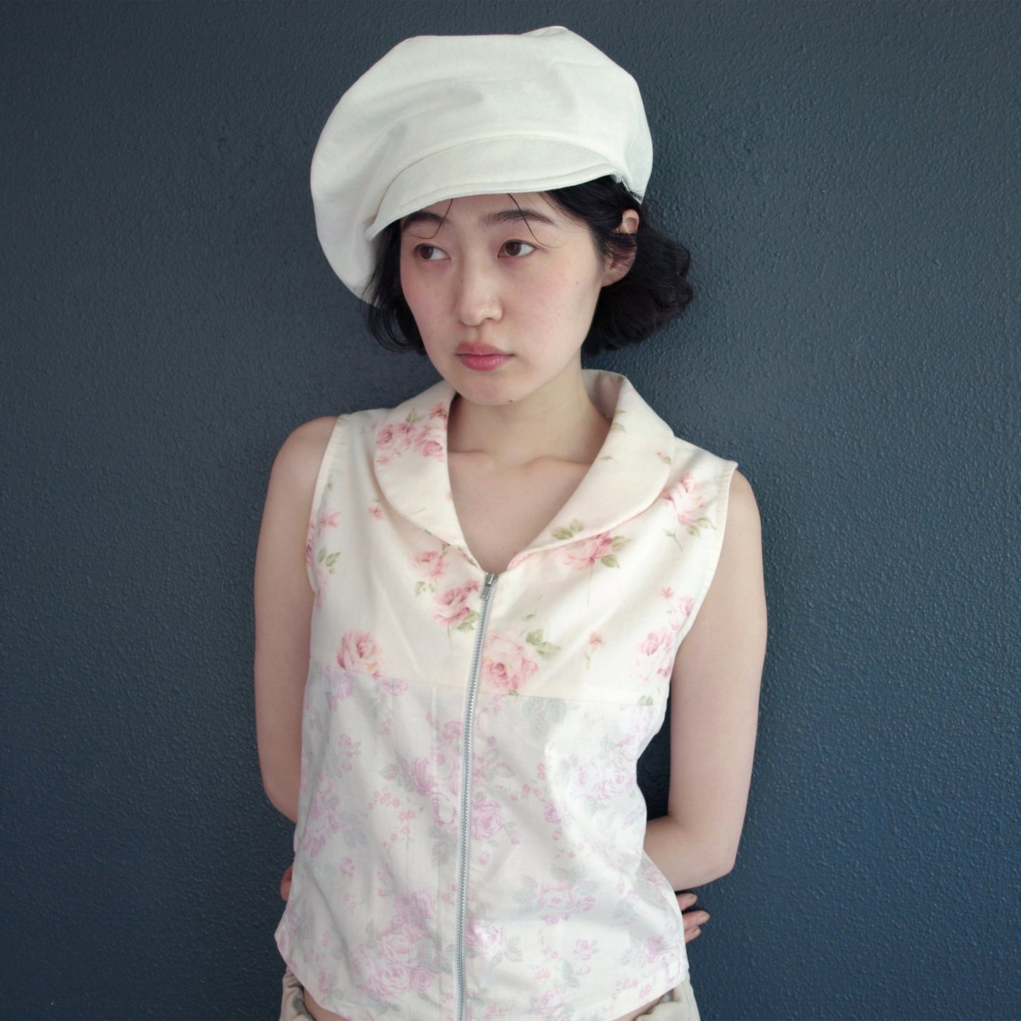 drape beret / white denim / ベレー