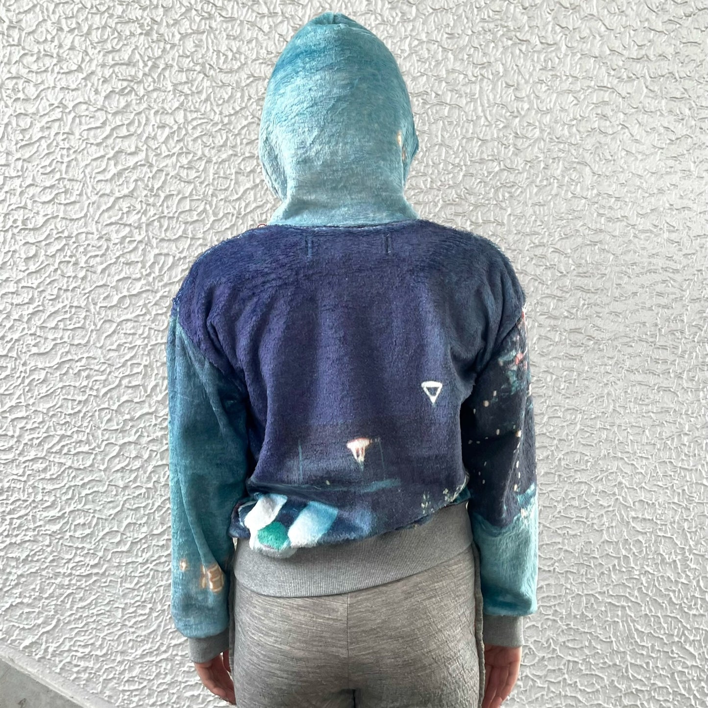 print fur zip up hoodie / snow / プリントファー ジップアップフーディ