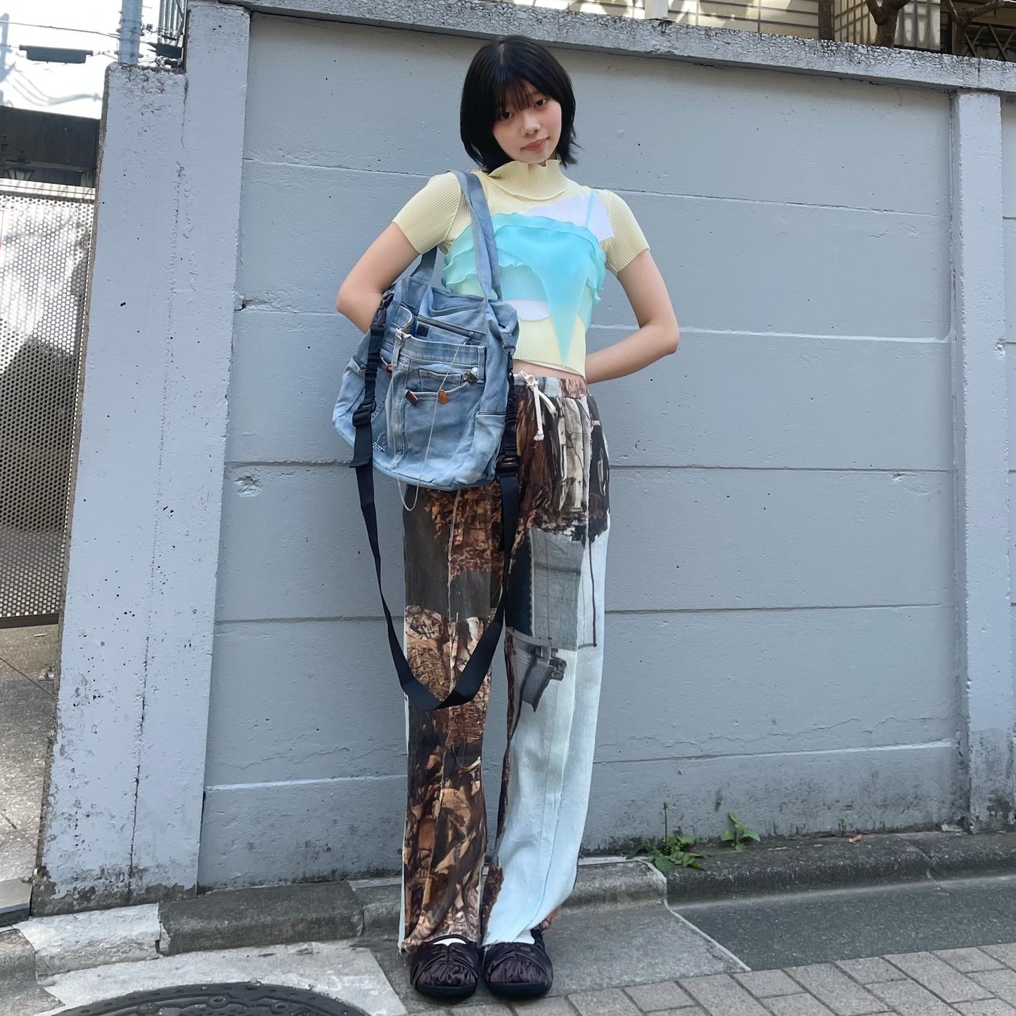 RECONSTRUCTED DENIM SHIBUYA BAG / BLUE / デニムショルダートートバッグ