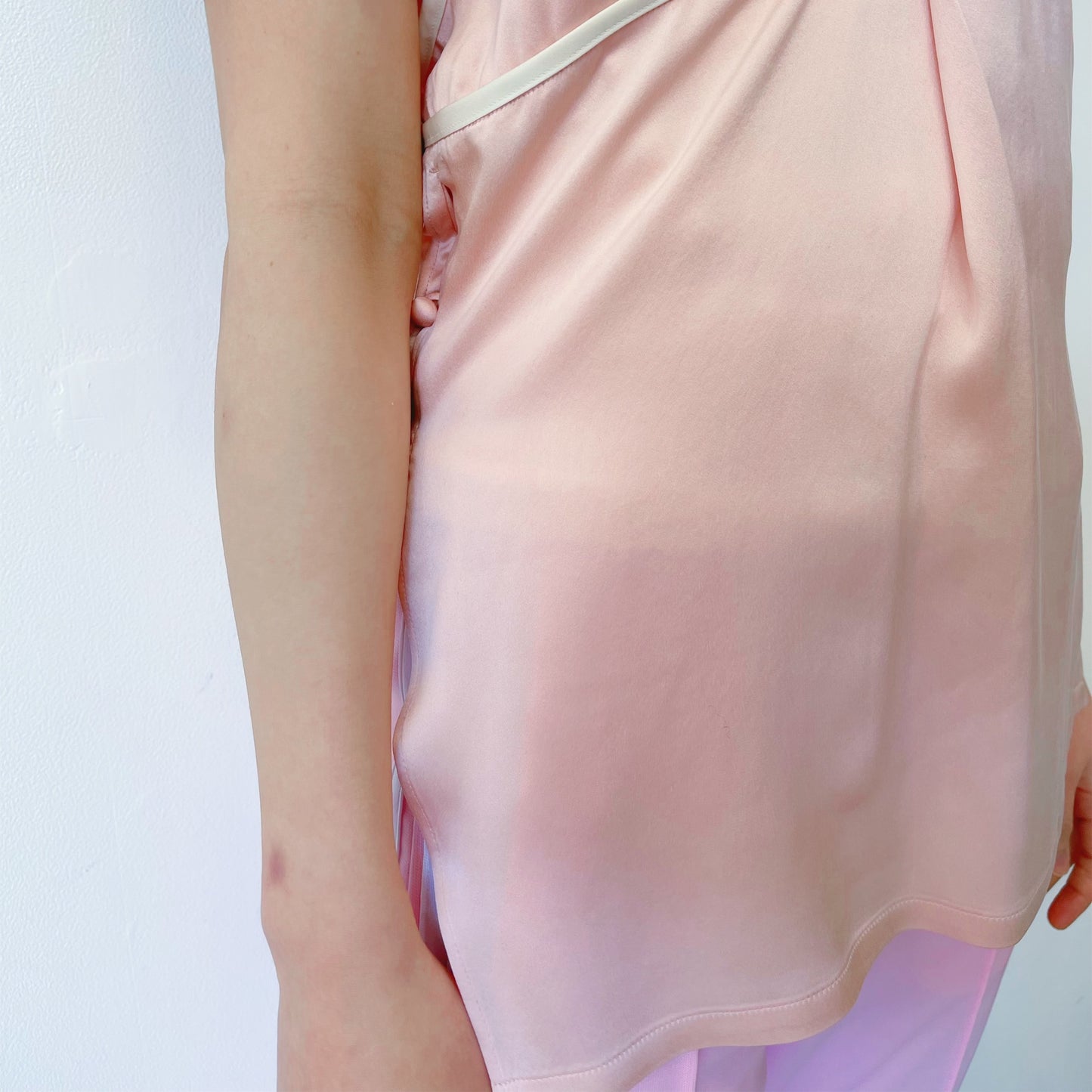 sunday&monday top / pink × white lace / ドッキングレースキャミソール