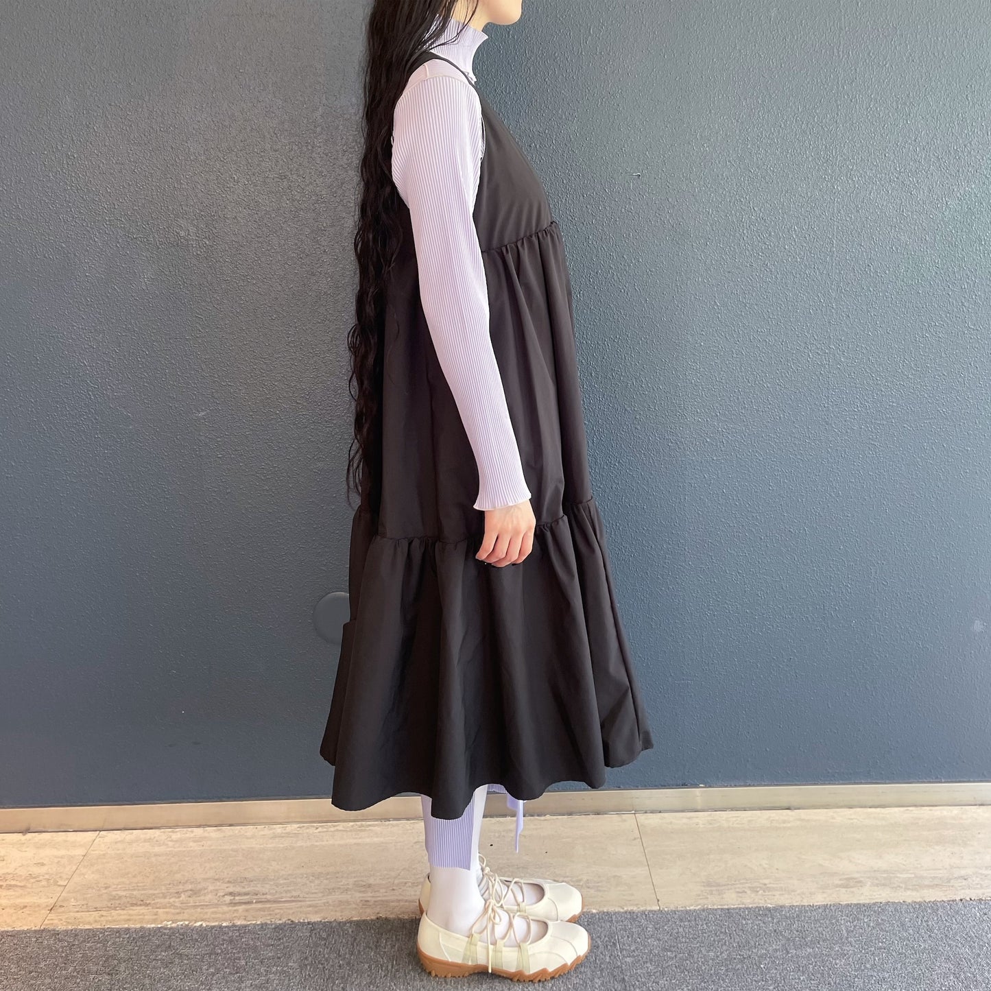 REVERSIBLE GATHER ONE-PIECE / FLOWER x BLACK / リバーシブルギャザーワンピース