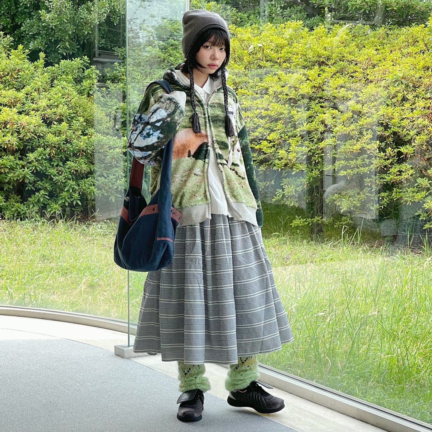 boa print zip-up parka / カンガルー / ボアプリントジップパーカー