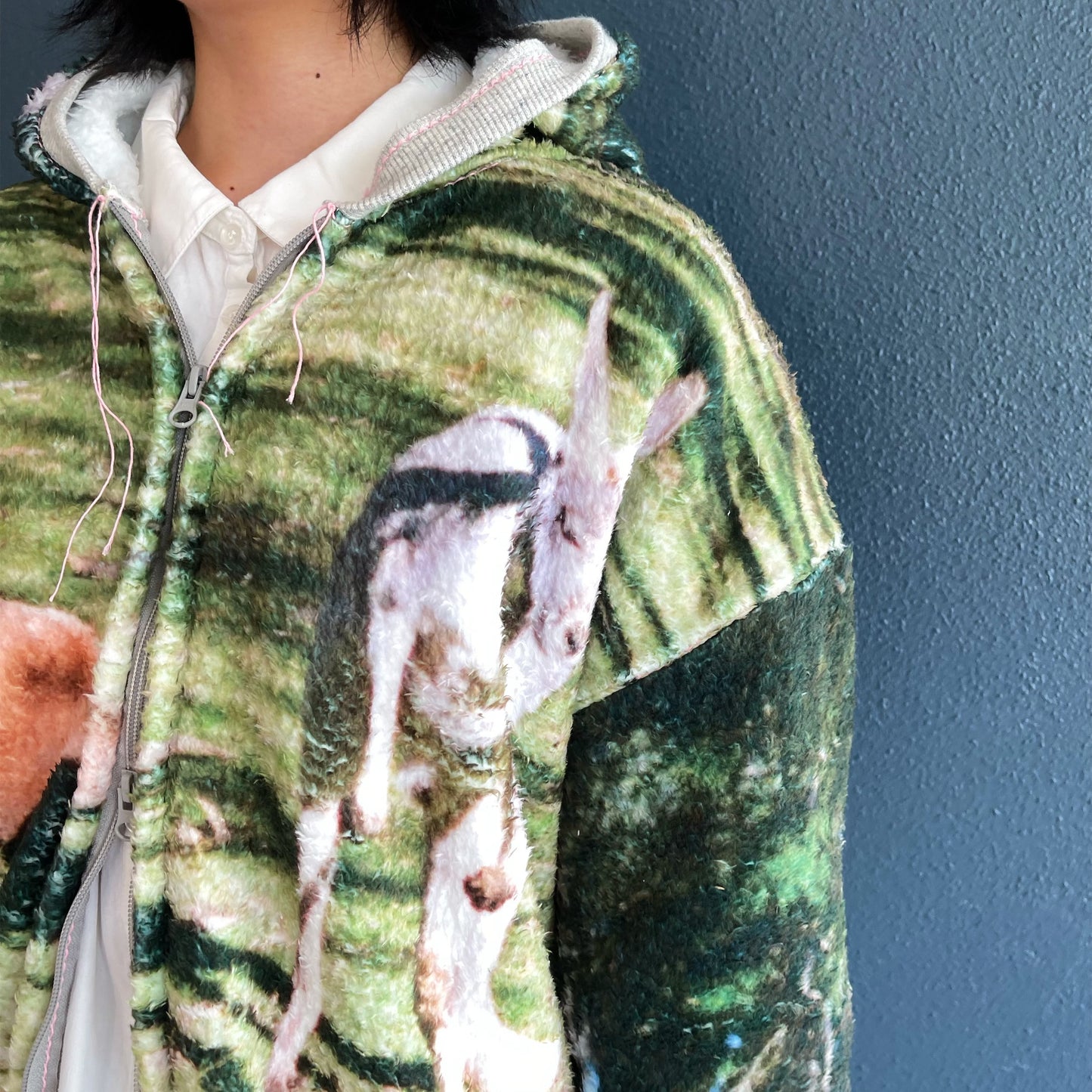 boa print zip-up parka / カンガルー / ボアプリントジップパーカー