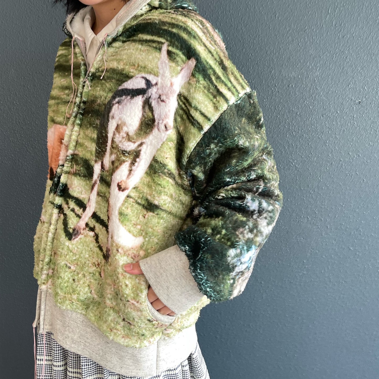 boa print zip-up parka / カンガルー / ボアプリントジップパーカー
