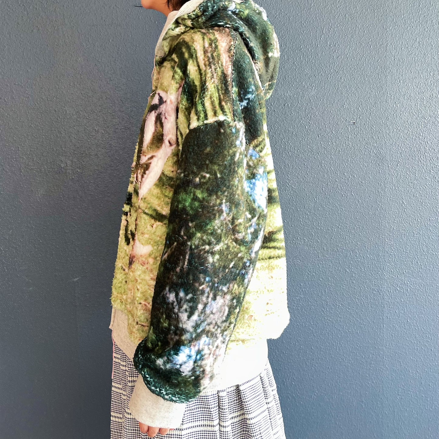 boa print zip-up parka / カンガルー / ボアプリントジップパーカー