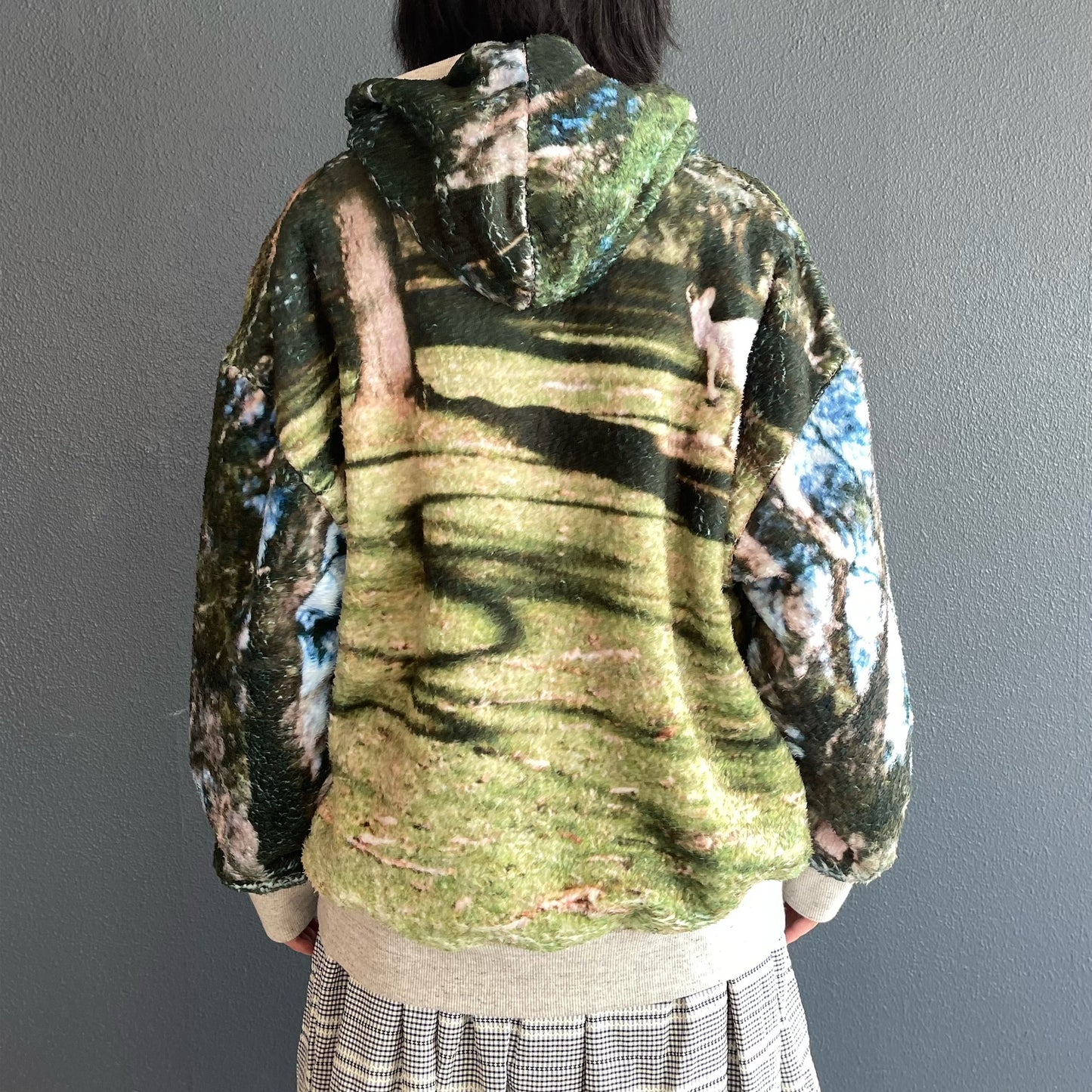 boa print zip-up parka / カンガルー / ボアプリントジップパーカー