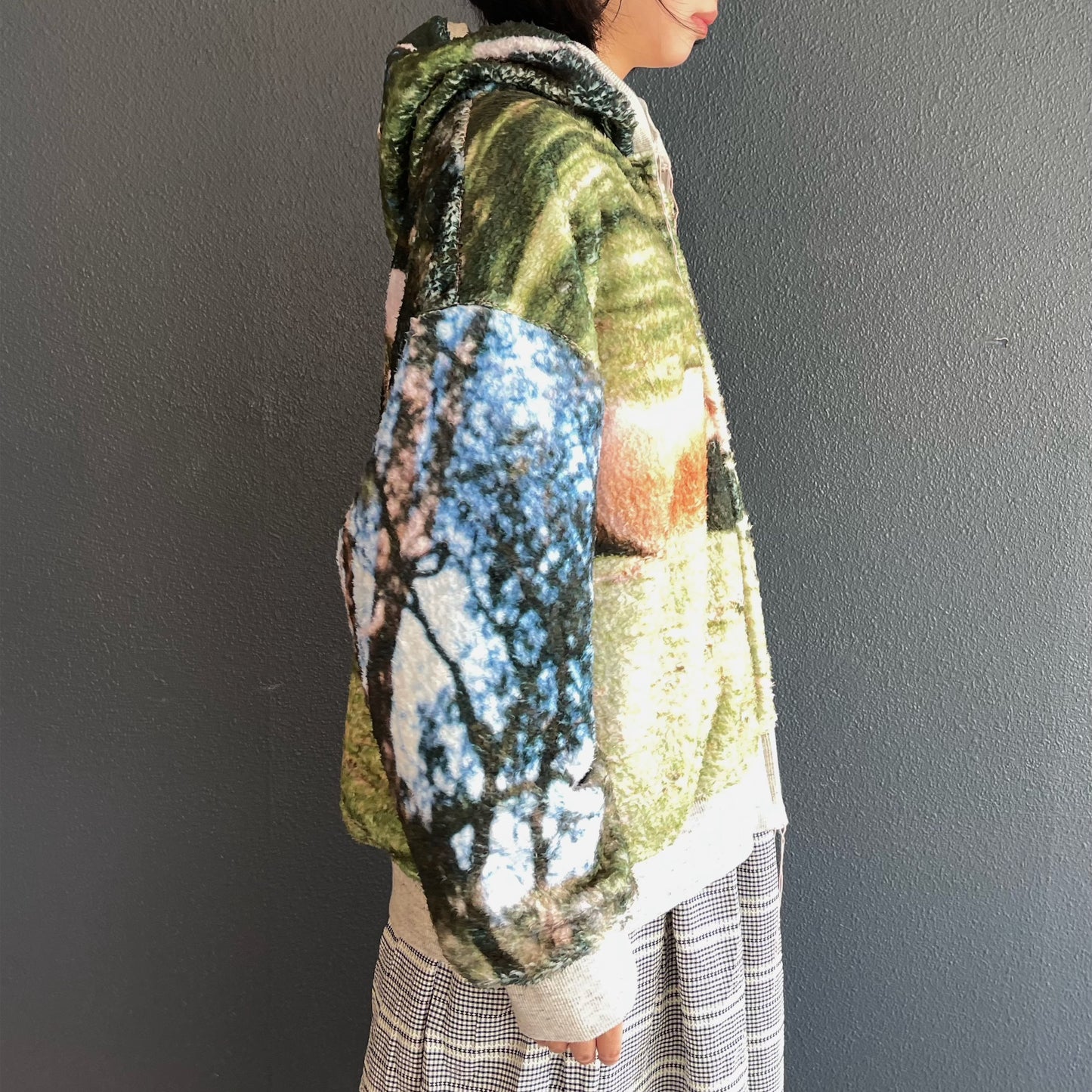 boa print zip-up parka / カンガルー / ボアプリントジップパーカー