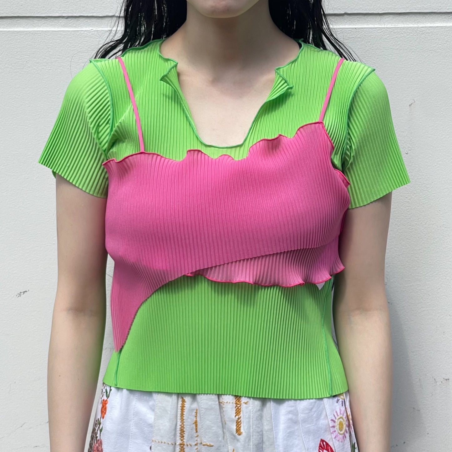 TODO WAVE SHEER CAMISOLE / PINK / プリーツウェーブシアーキャミソール