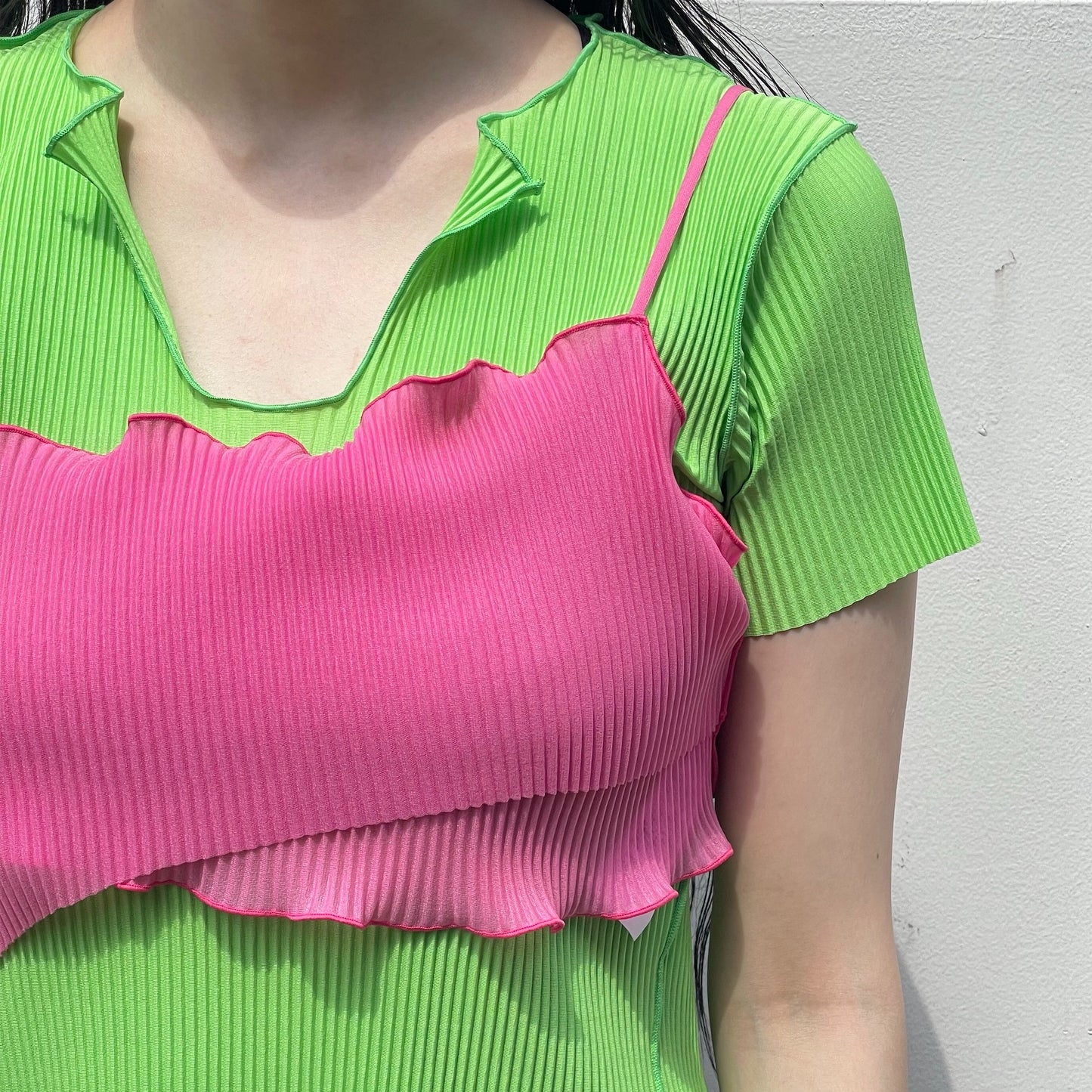 TODO WAVE SHEER CAMISOLE / PINK / プリーツウェーブシアーキャミソール