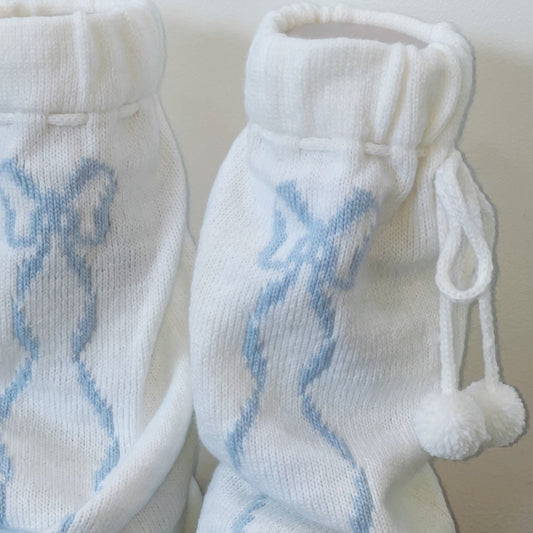 Ribbons leg warmer / White×Blue / リボンレッグウォーマー