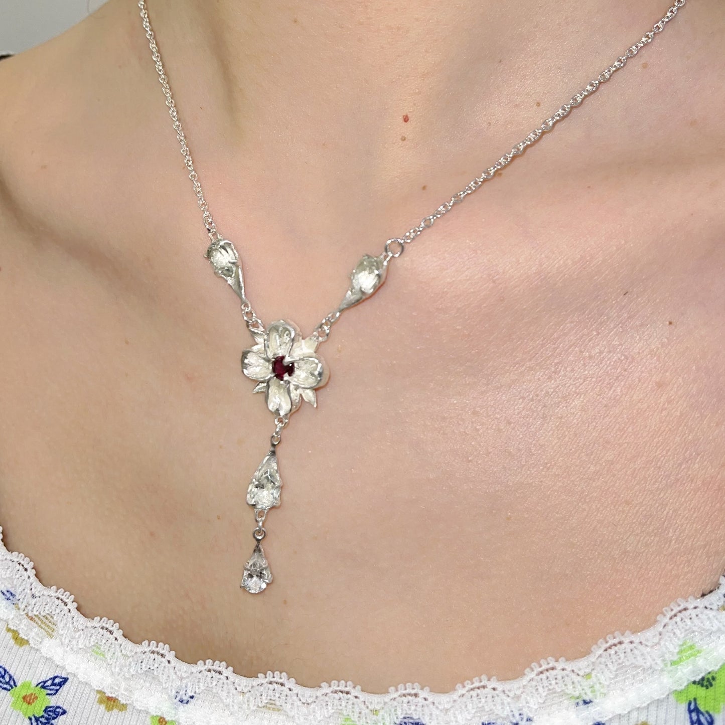 BLOOM IN HAZE / green amethyst&garnet / ネックレス