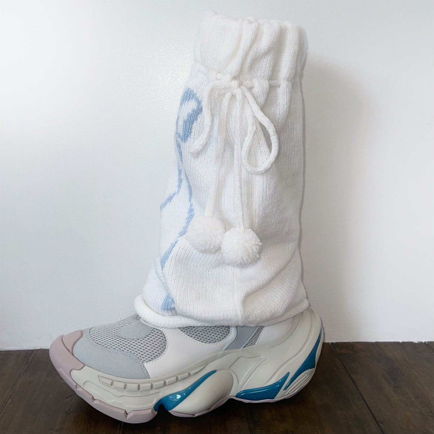 Ribbons leg warmer / White×Blue / リボンレッグウォーマー