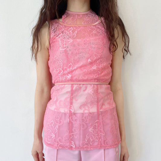 layerd lace tank / pink / レイヤードレースタンクトップ