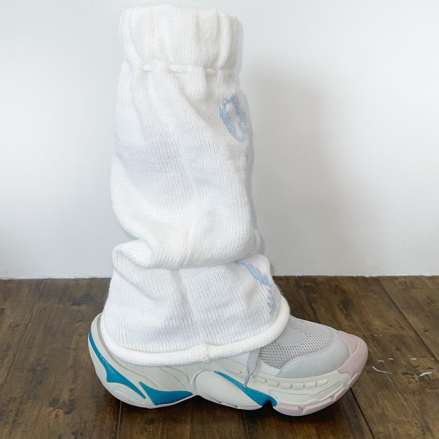 Ribbons leg warmer / White×Blue / リボンレッグウォーマー