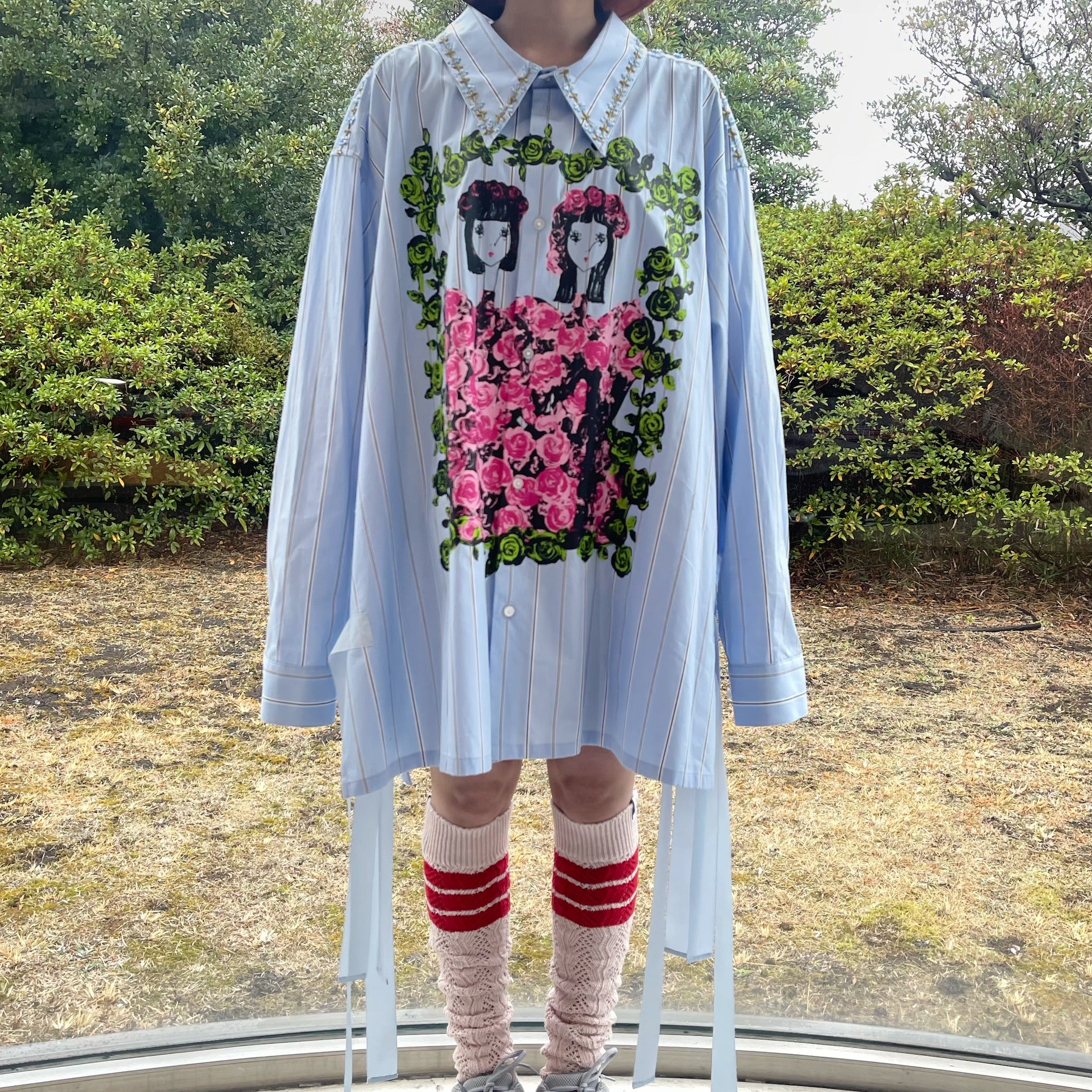 GIRLS SHIRT / BLUE STRIPE / ストライプシャツ / MAYA SHIBASAKI