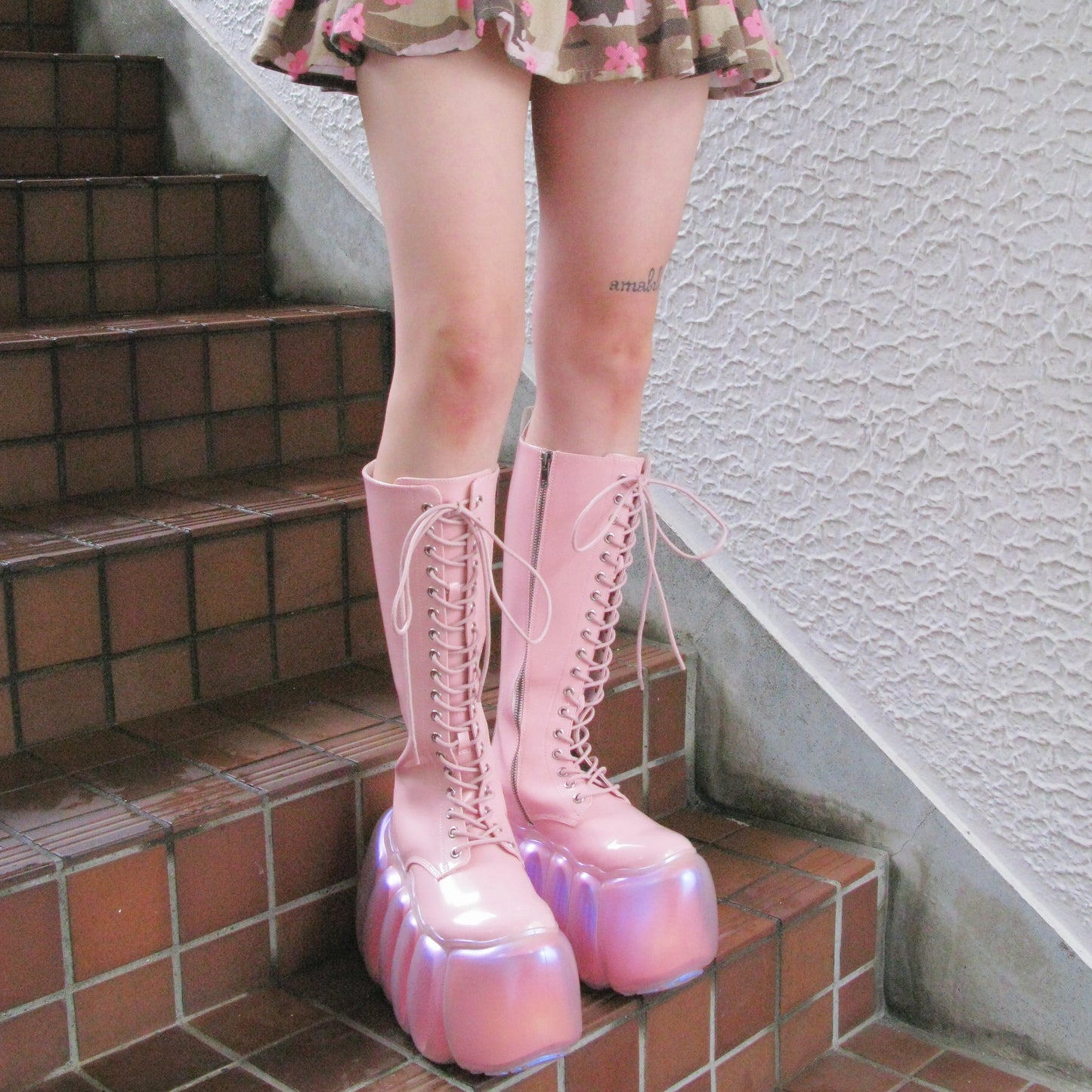 HIGH BUBBLE 18HOLE BOOTS / PINK / MIKIOSAKABEブーツ
