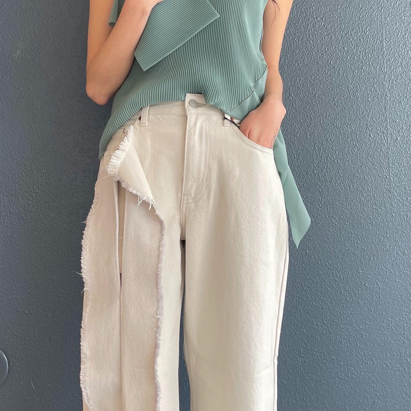 Slit Leg Denim Pants / GRAY / スリットレッグデニムパンツ