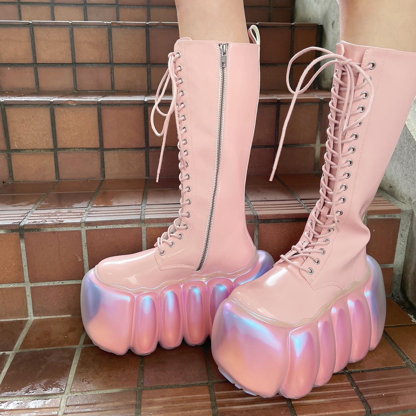 HIGH BUBBLE 18HOLE BOOTS / PINK / MIKIOSAKABEブーツ