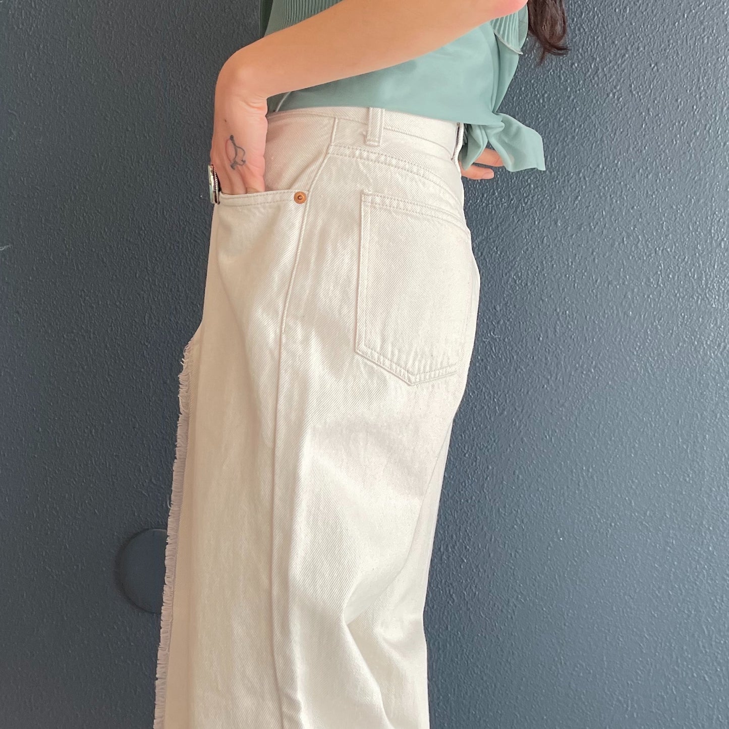 Slit Leg Denim Pants / GRAY / スリットレッグデニムパンツ