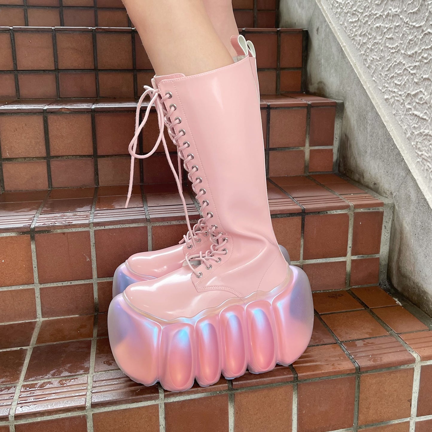 HIGH BUBBLE 18HOLE BOOTS / PINK / MIKIOSAKABEブーツ