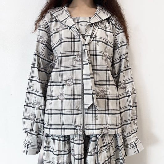 SAILOR CAT / GRAY CAT / チェックセーラートップ