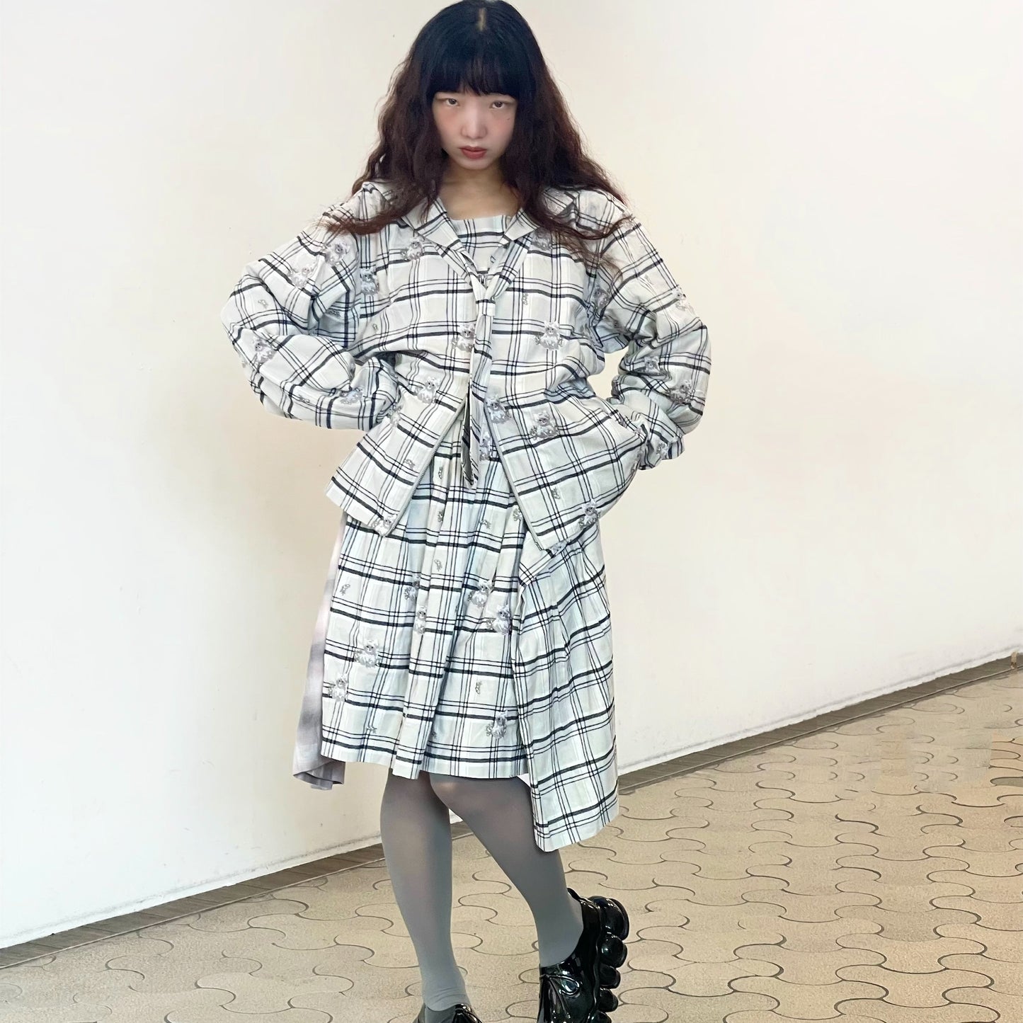 SAILOR CAT / GRAY CAT / チェックセーラートップ