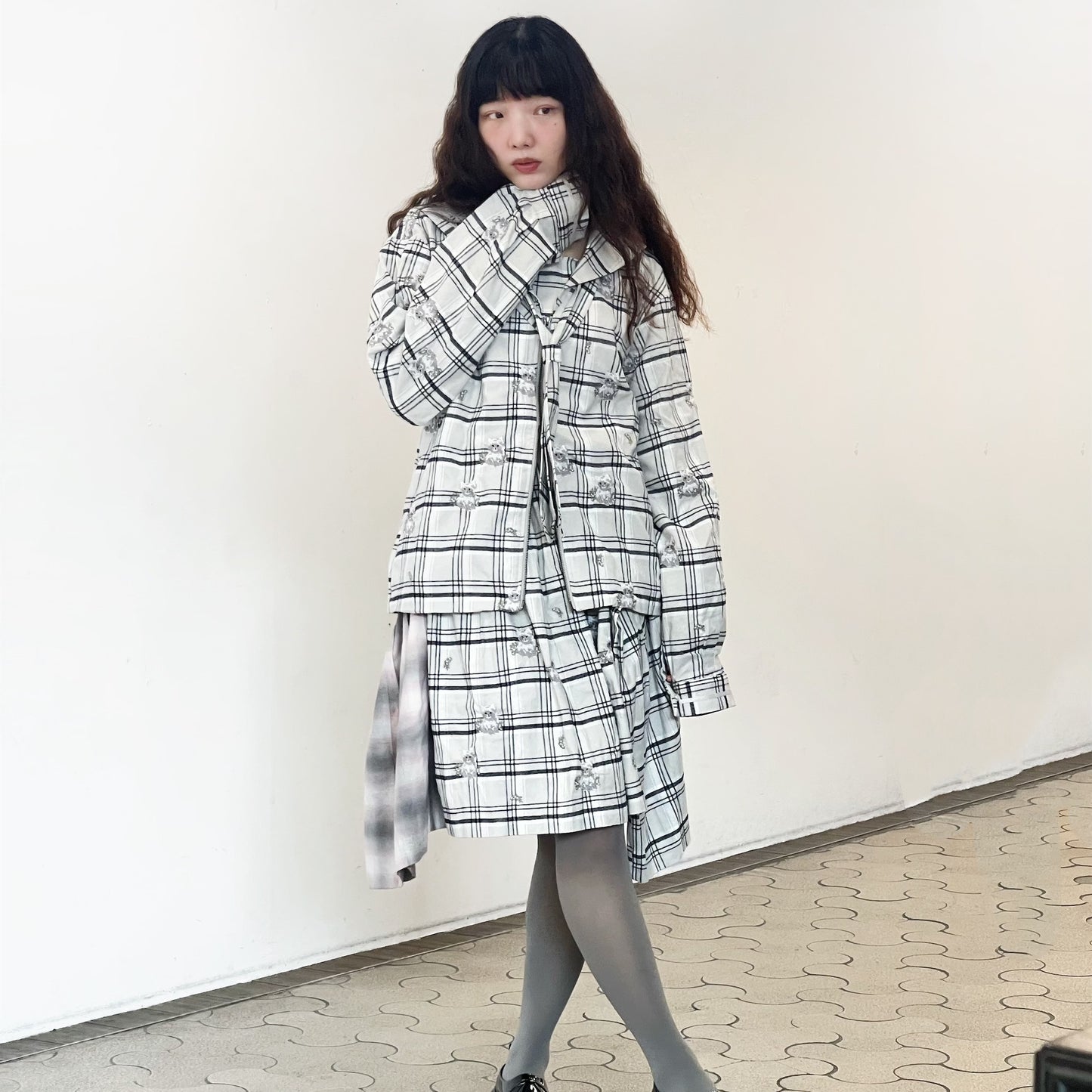 SAILOR CAT / GRAY CAT / チェックセーラートップ