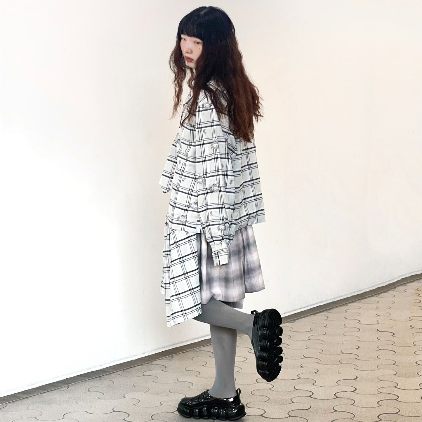 SAILOR CAT / GRAY CAT / チェックセーラートップ