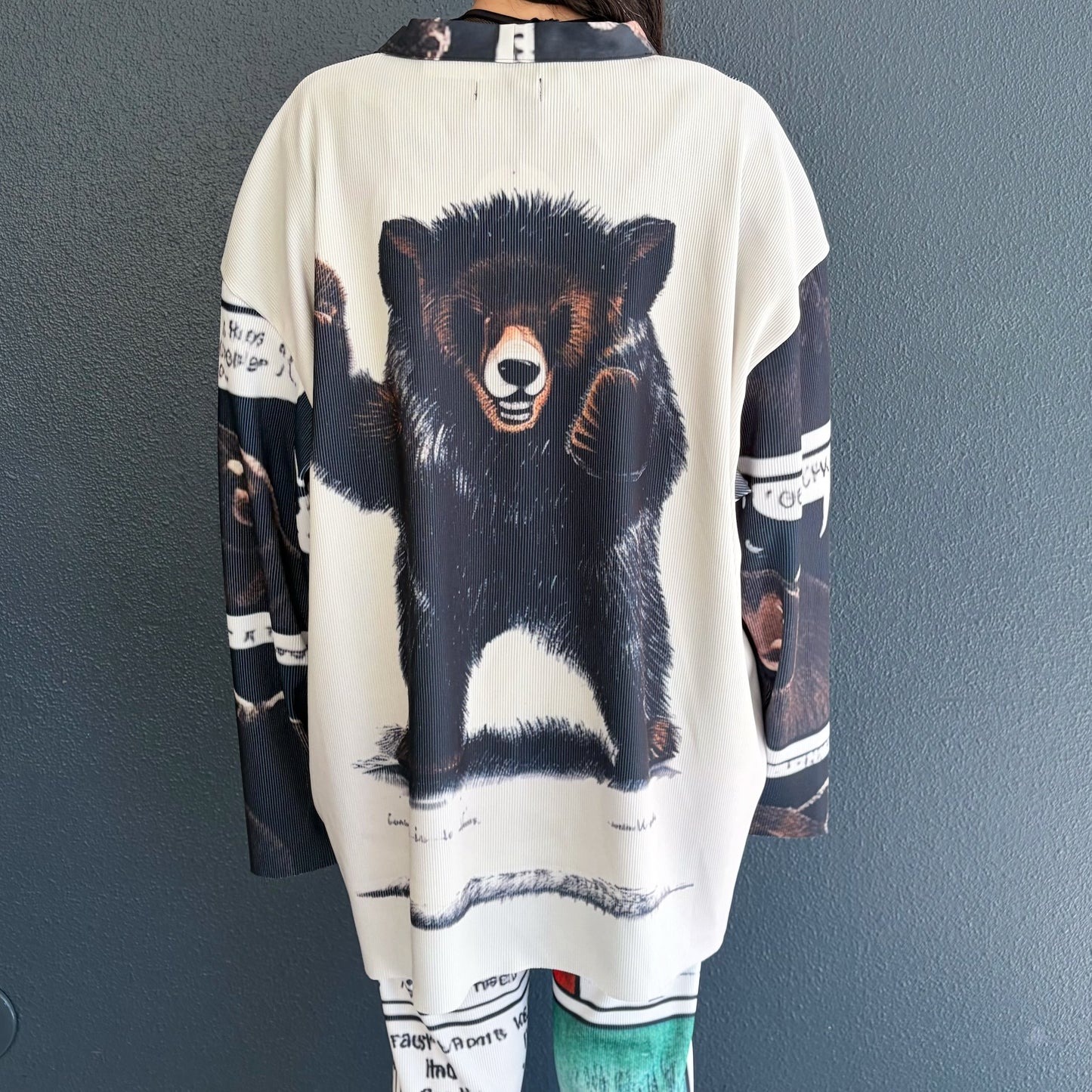 PRINT RIB BIG CARDIGAN / BEAR / プリントリブBIGカーディガン