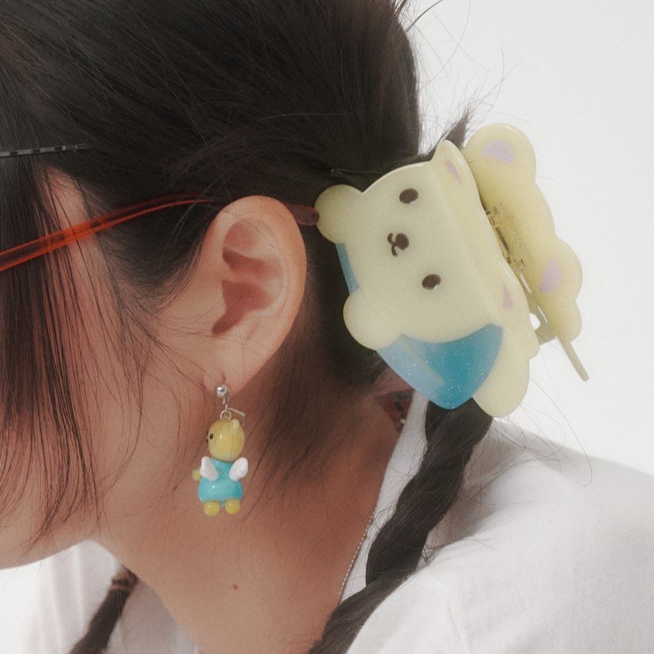 【YOUNGART】Glitter JINI Hair Claw / Yellow / くまのグリッターヘアクリップ