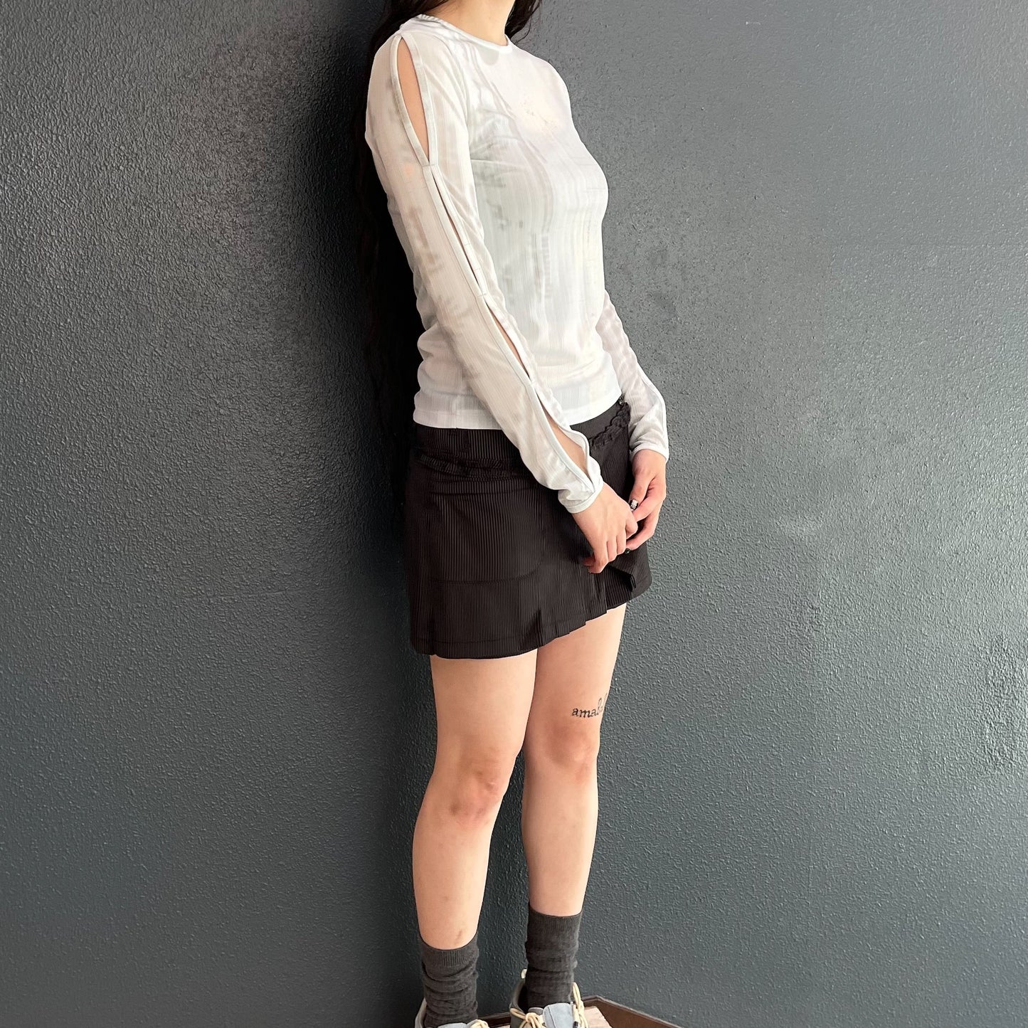 Sleeve Cut Out Top / Sky Blue / ストラップカットアウトトップ