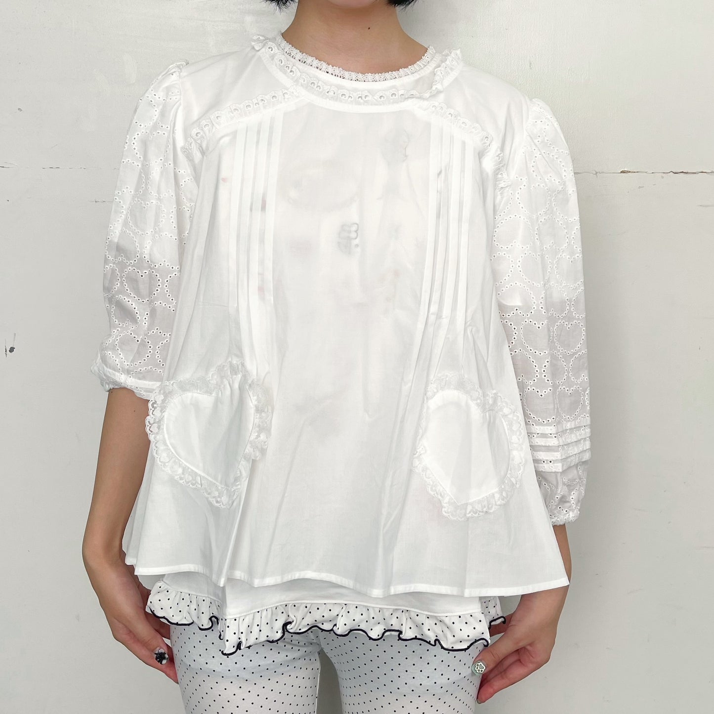 Elsie heart blouse / white / ハートブラウス