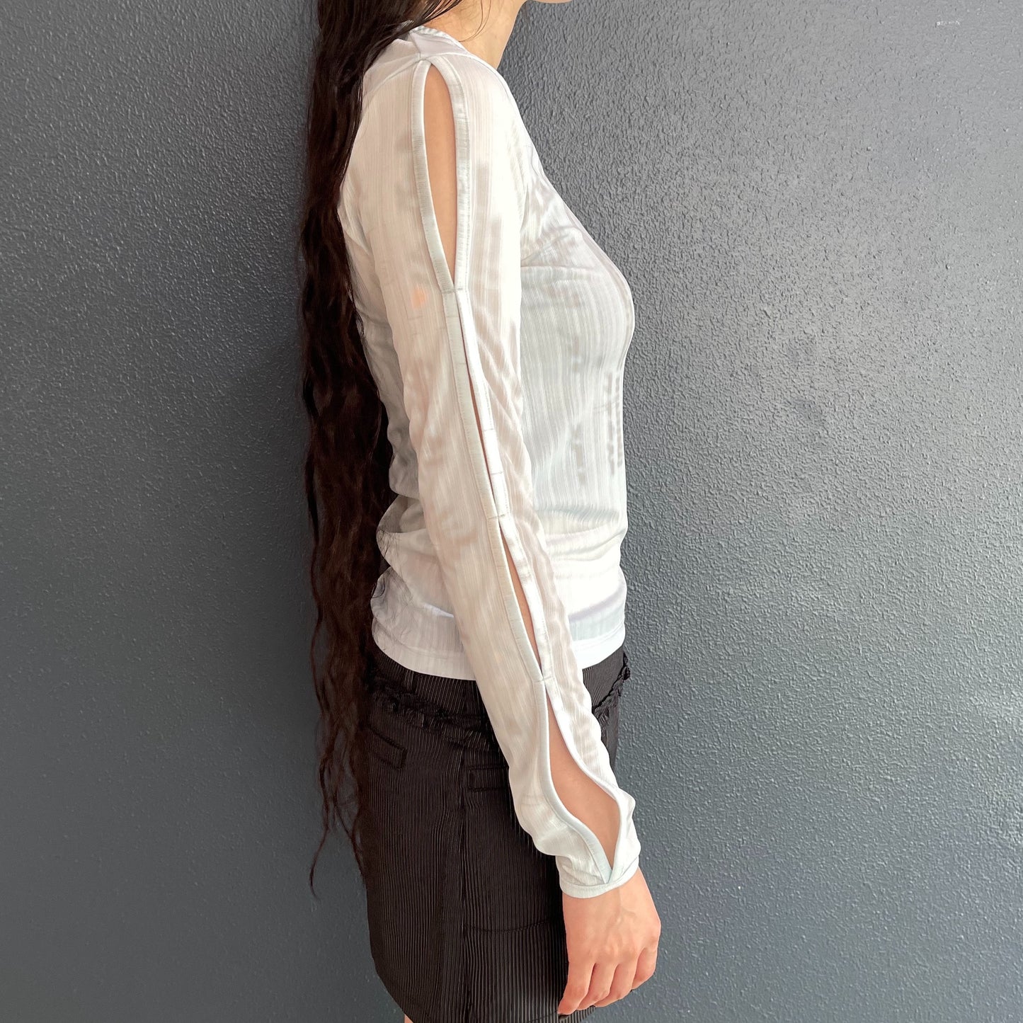Sleeve Cut Out Top / Sky Blue / ストラップカットアウトトップ