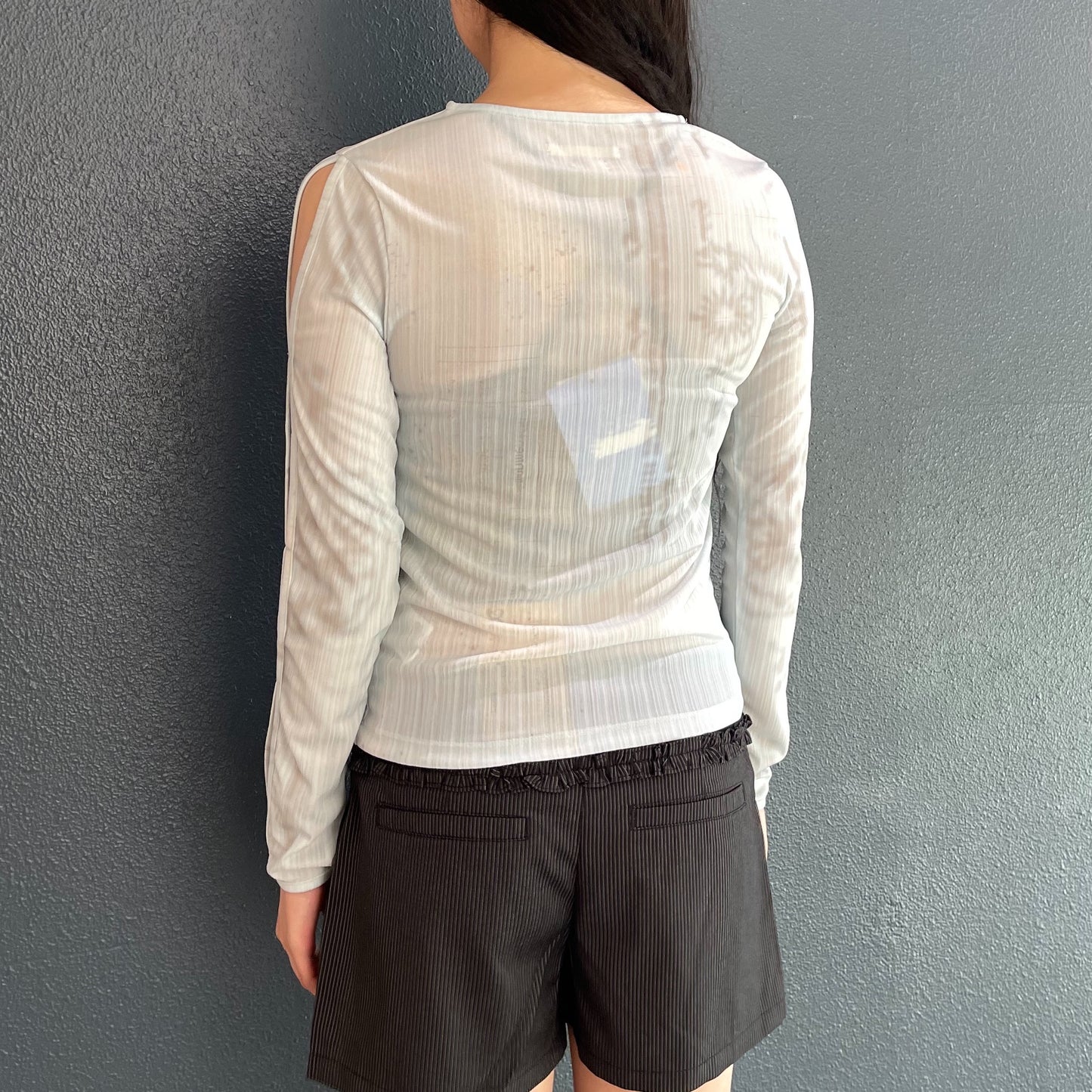 Sleeve Cut Out Top / Sky Blue / ストラップカットアウトトップ