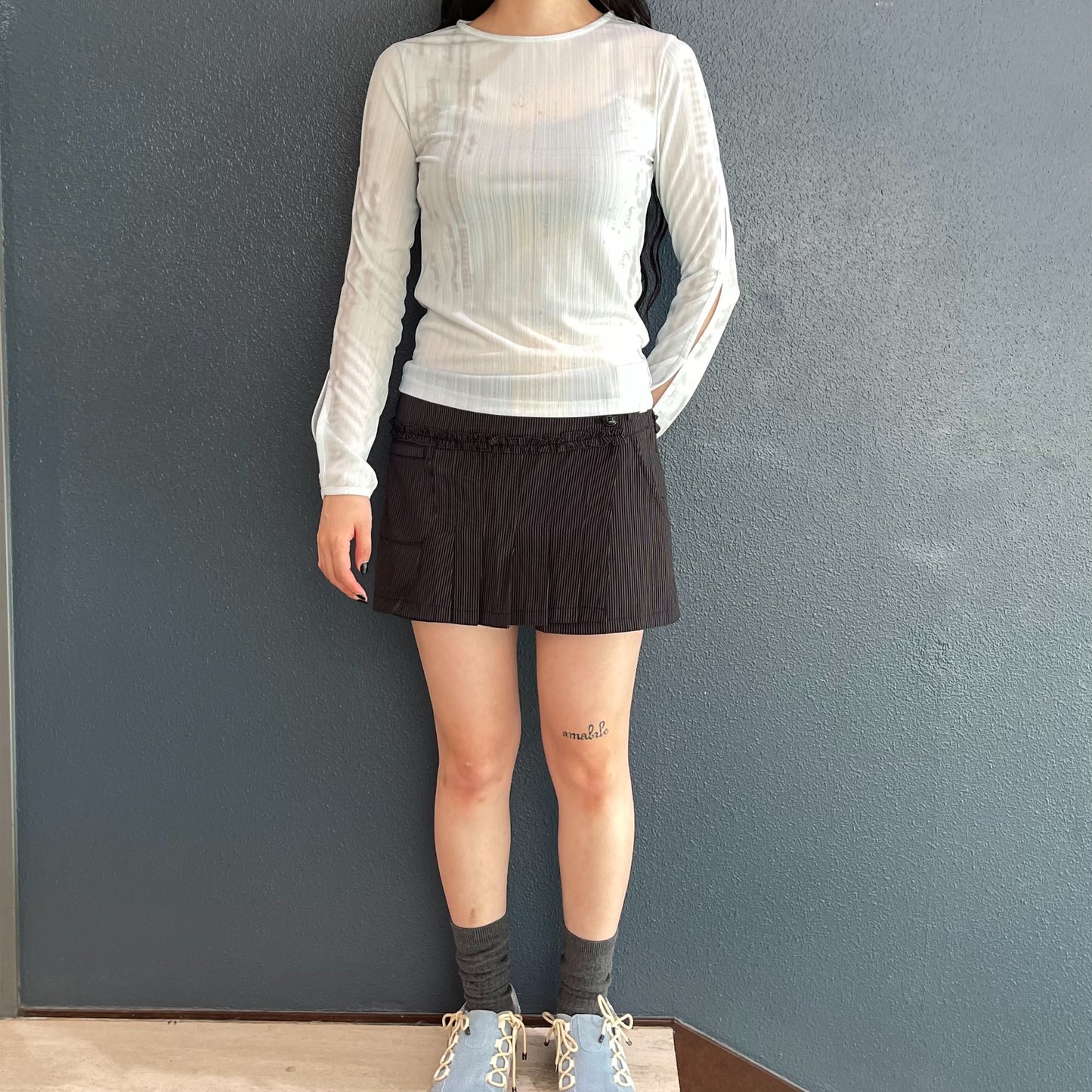 Sleeve Cut Out Top / Sky Blue / ストラップカットアウトトップ