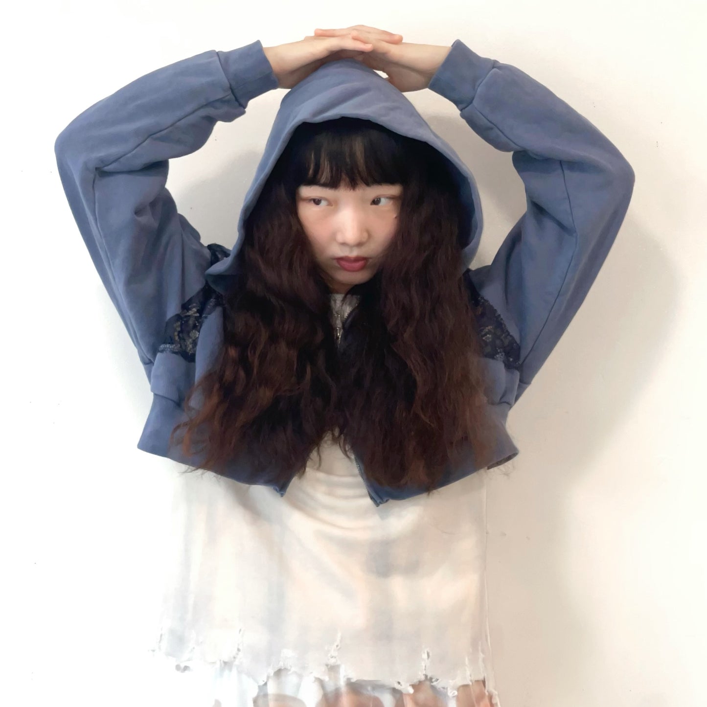 LACE PARKER / NAVY / レースフーディー