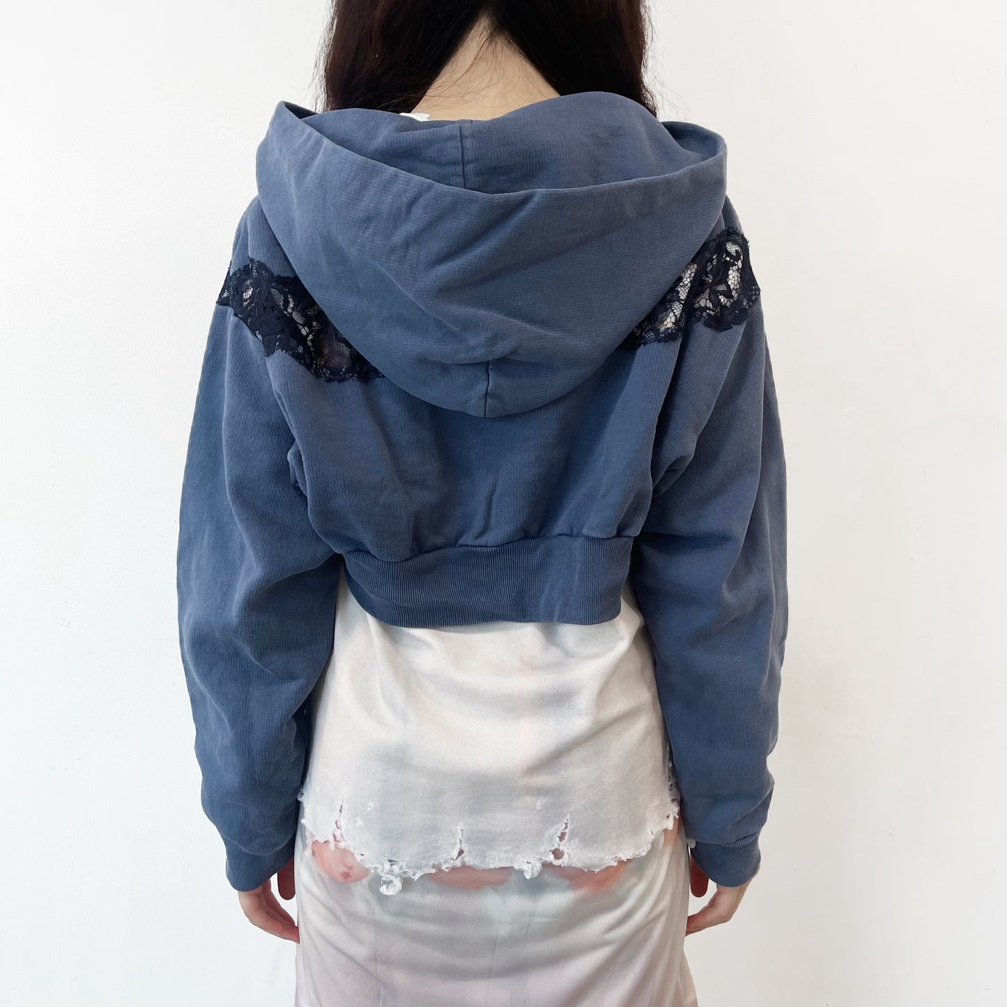 LACE PARKER / NAVY / レースフーディー