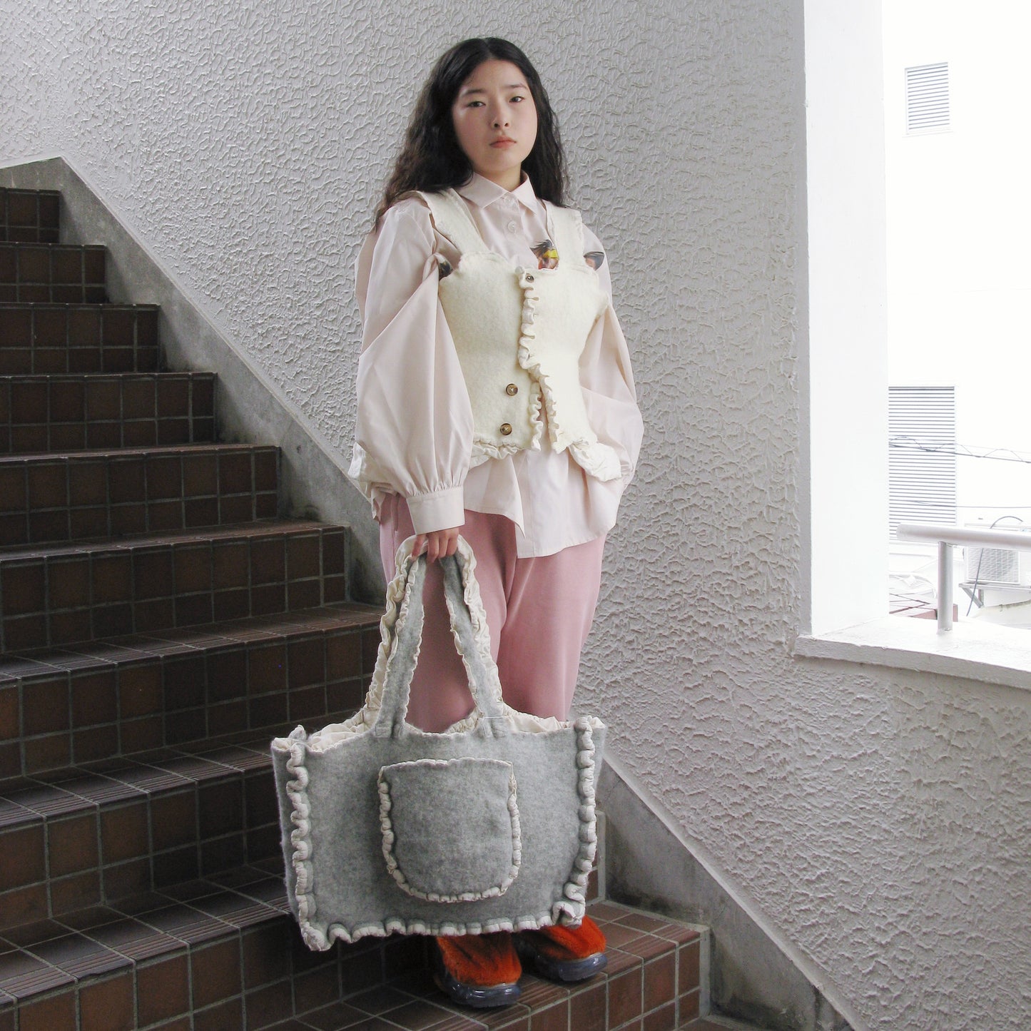 fulling camisole / white / 縮絨キャミソール