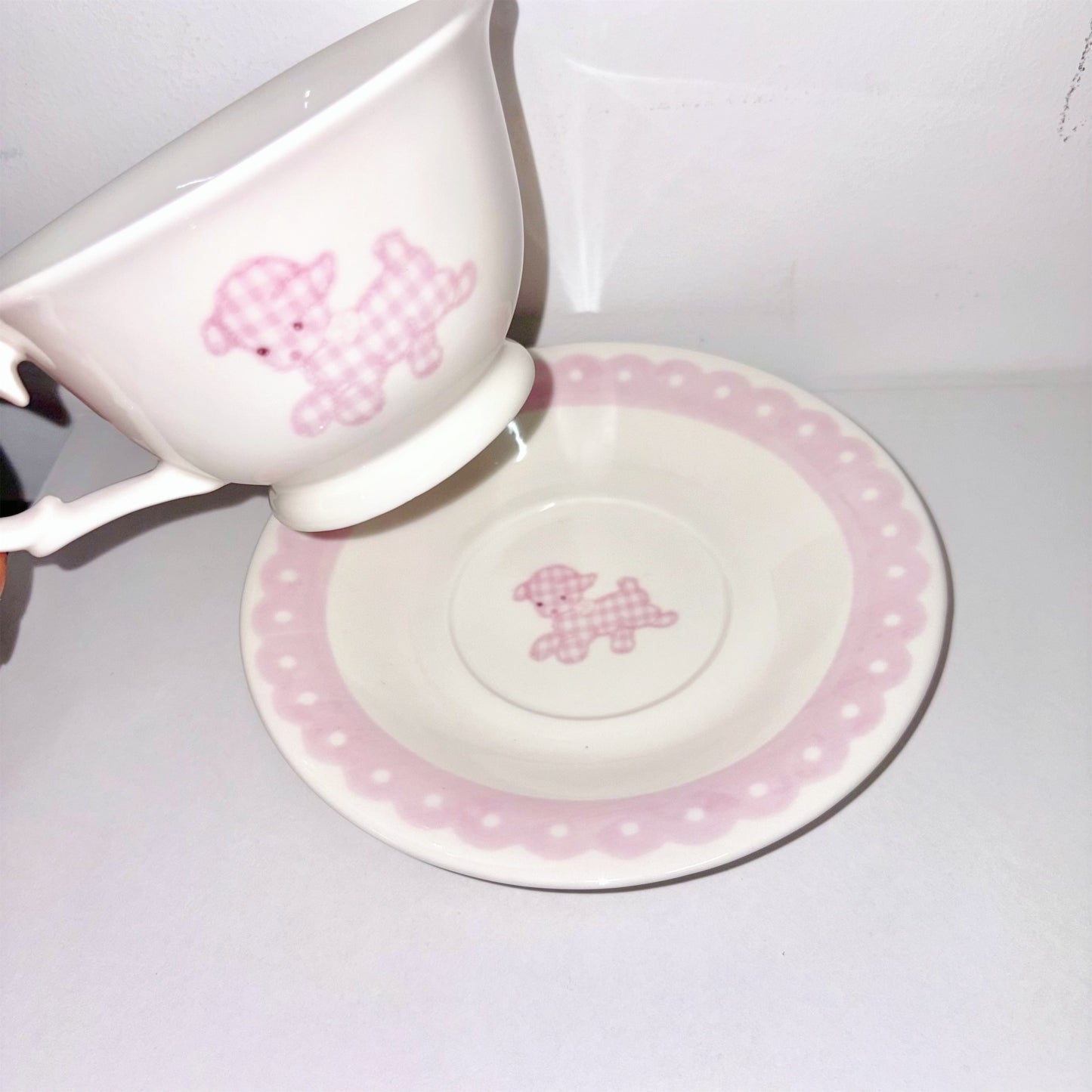 Pink patch sheep cup and saucer / ひつじのカップ&ソーサー