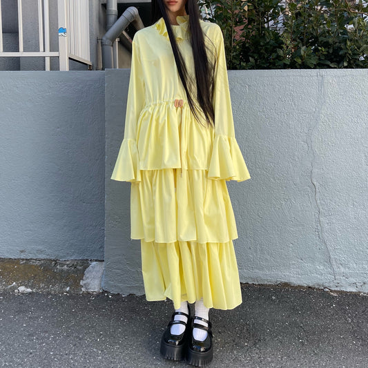 FRILL LONG ONE-PIECE / YELLOW / フリルロングワンピース