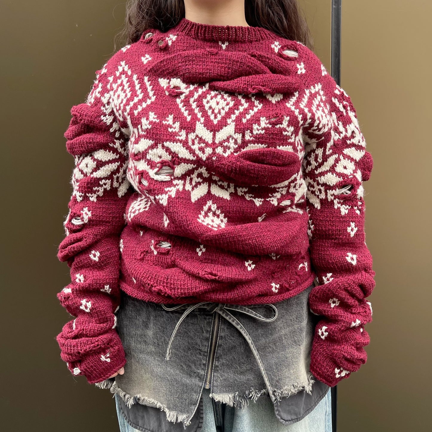 Unstable Nordic Knit / burgundy / フェアアイルニット