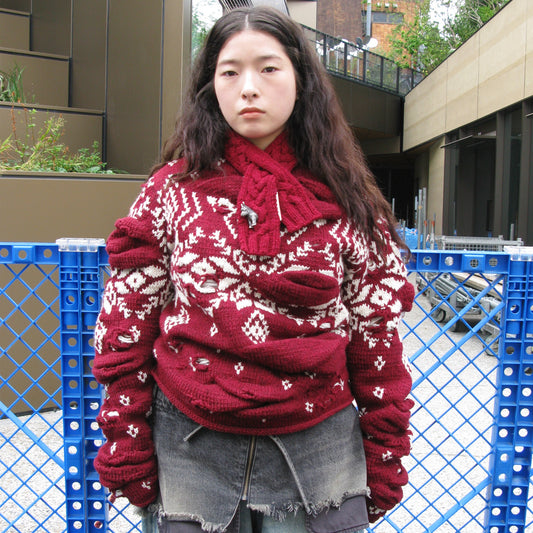 Unstable Nordic Knit / burgundy / フェアアイルニット