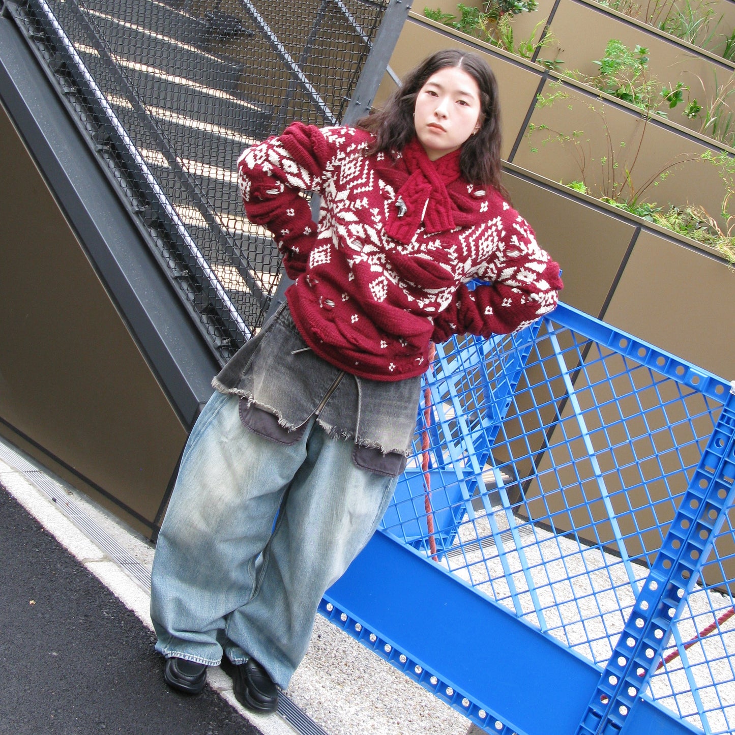 Unstable Nordic Knit / burgundy / フェアアイルニット