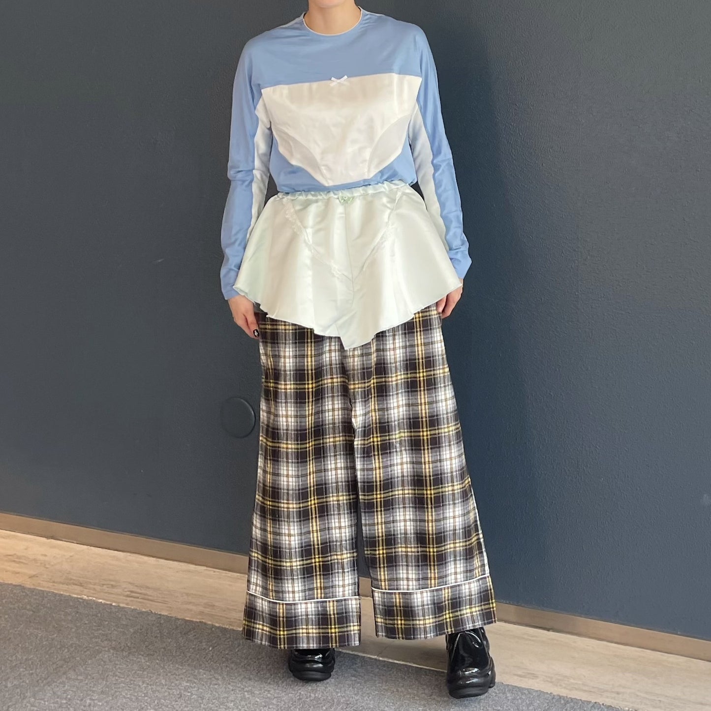 SHORTS PJ CHECK / MINT / パンツディテールスカート