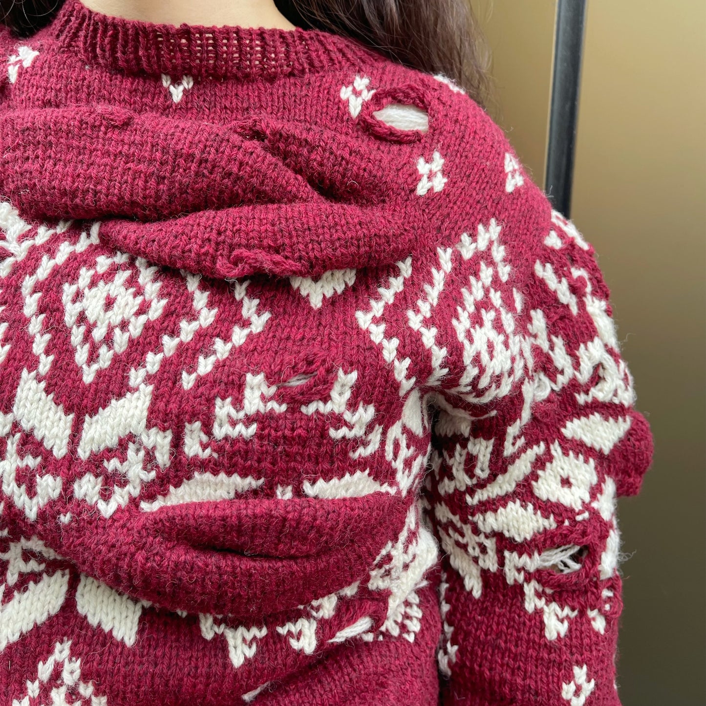 Unstable Nordic Knit / burgundy / フェアアイルニット