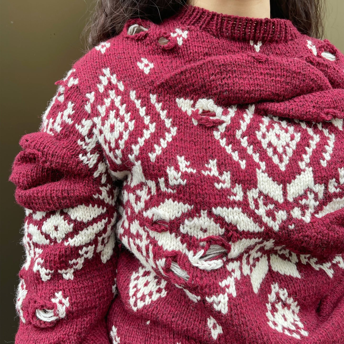 Unstable Nordic Knit / burgundy / フェアアイルニット