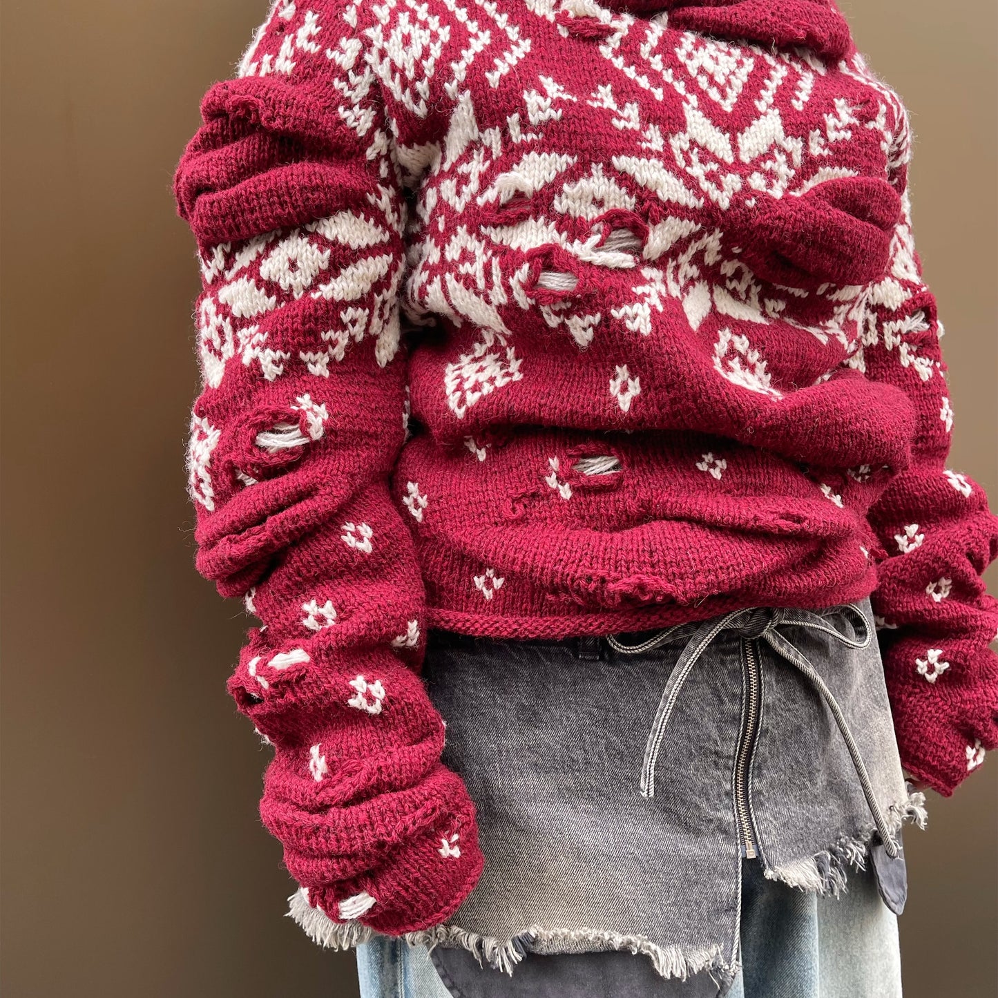 Unstable Nordic Knit / burgundy / フェアアイルニット