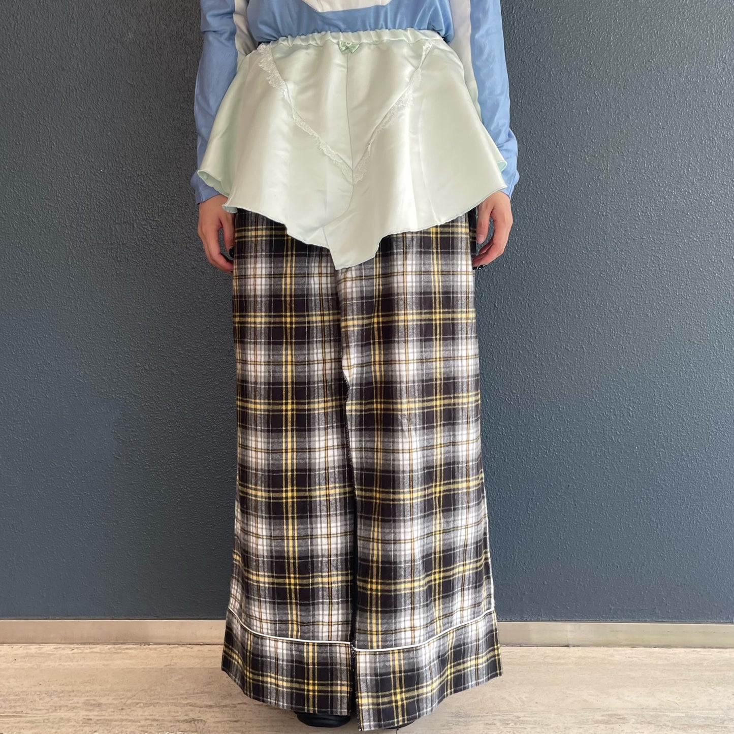 SHORTS PJ CHECK / MINT / パンツディテールスカート