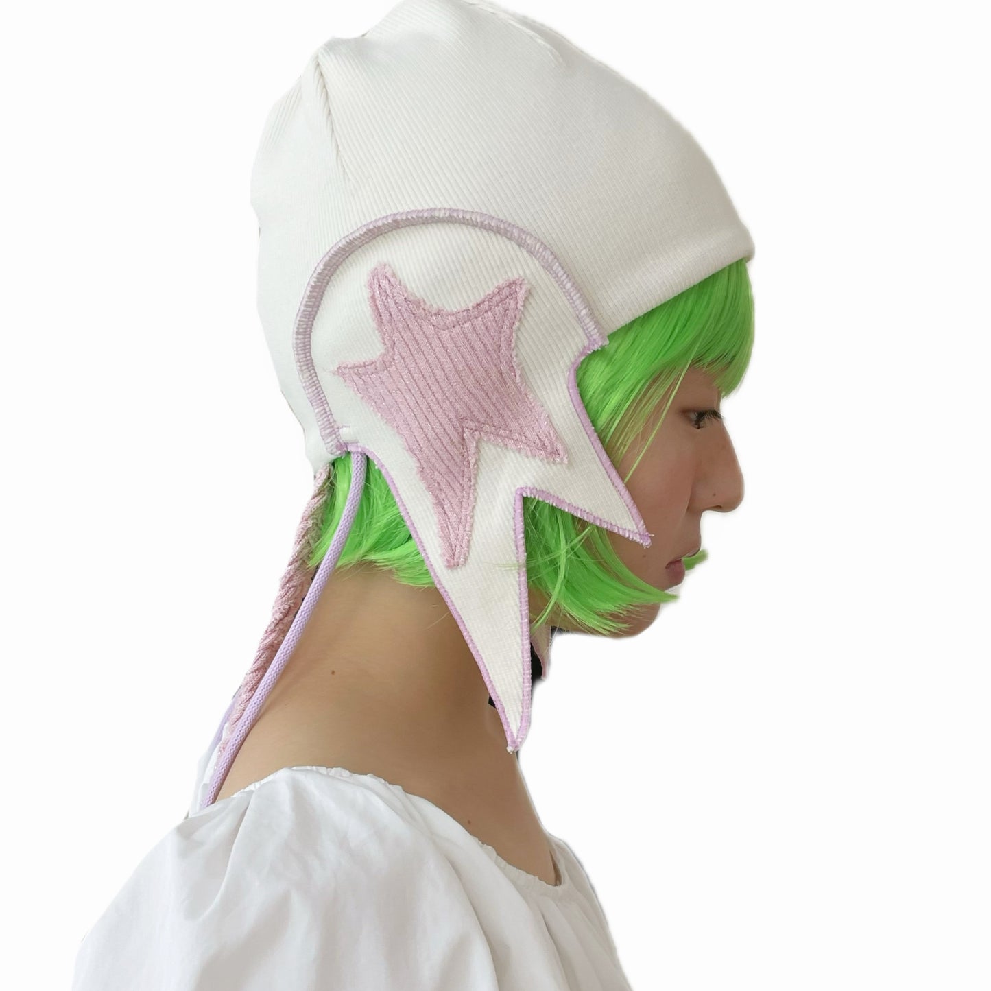 【SHEEP LIMITED】Star applique beanie / white x pink / スタービーニー